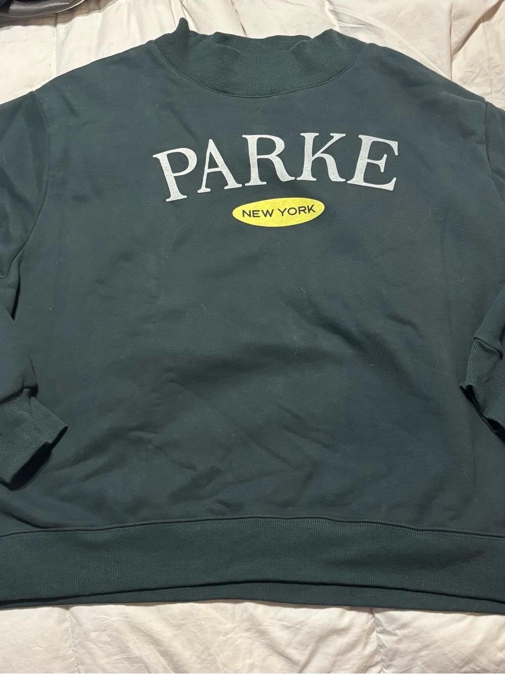 Parke x New York Dark Green Crewneck Sweatshirt with Yellow Accent